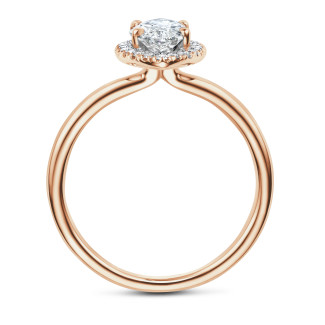 Anelli - Anello con halo da 2,00 ct in oro rosso con diamante a marquise