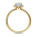 Anello con halo da 1,50 ct in oro giallo con diamante a marquise