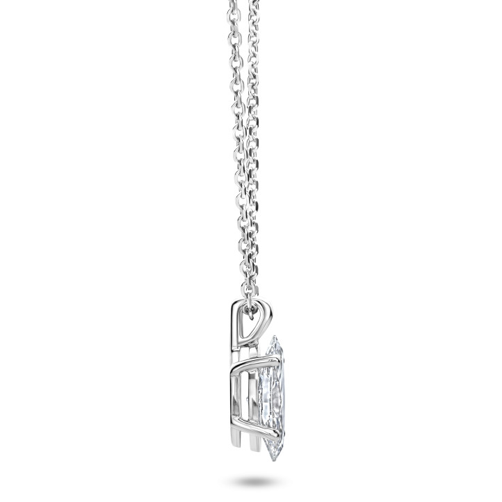 Pendente con diamante solitario da 1,00 carati con taglio a marquise in oro bianco