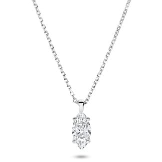 Pendente con diamante solitario da 1,00 carati con taglio a marquise in oro bianco