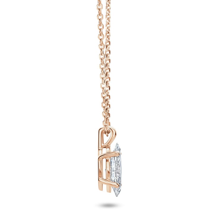 Pendente con diamante solitario da 1,00 carati con taglio a marquise in oro rosso
