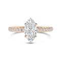 Anello solitario da 1,00 ct in oro rosso con diamante a marquise e halo nascosto