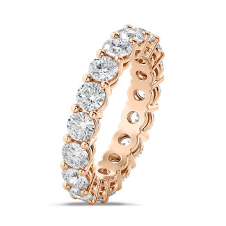 Anello eternity con diamanti da 3,40 carati in oro rosso