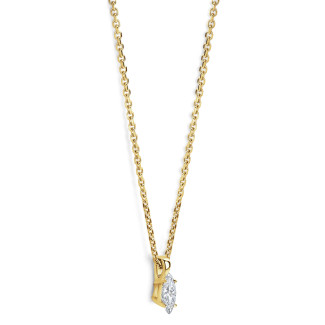 Gioielli con forme fantasia - Pendente solitario 0,15ct in oro giallo con diamanti taglio marquise