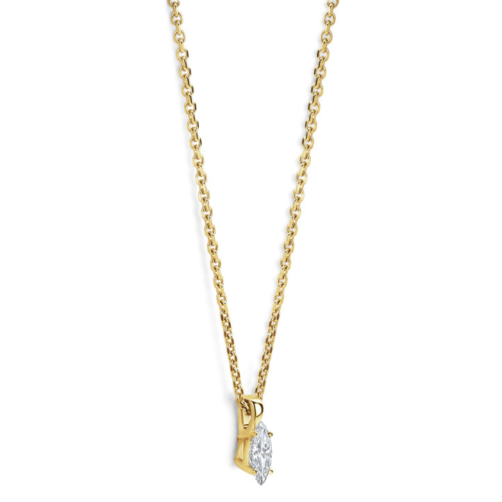 Pendente solitario 0,15ct in oro giallo con diamanti taglio marquise