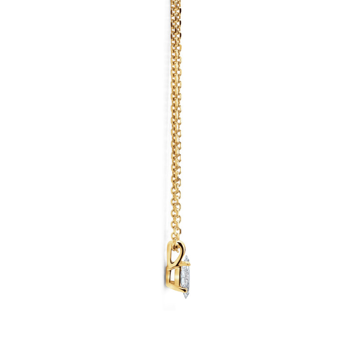 Pendente solitario 0,15ct in oro giallo con diamanti taglio marquise