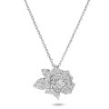 Pendente floreale con diamante da 0,50 carati in oro bianco