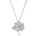 Pendente floreale con diamante da 0,50 carati in oro bianco