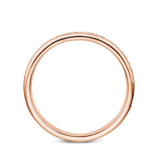 Fedi nuziali originali - Anello eternity semi-incastonato da 0,22 carati in oro rosso - si abbina a una selezione di anelli della collezione BAUNAT Iconic