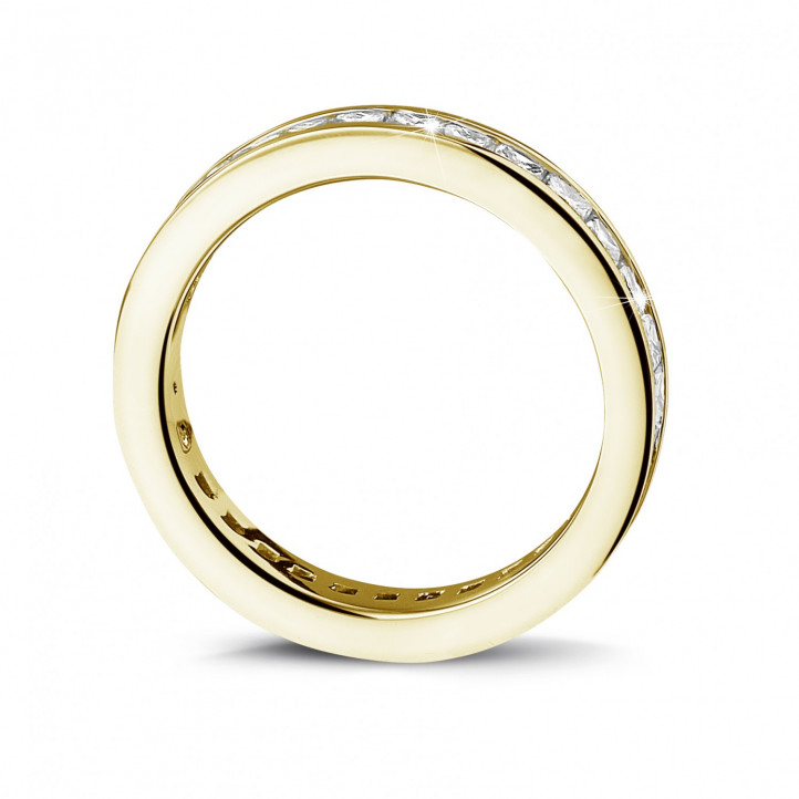 Anello eternity da 1,75 carati (set completo) in oro giallo con diamanti princess