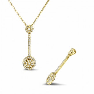 Collane - Pendente con diamante halo da 0,90 carati in oro giallo