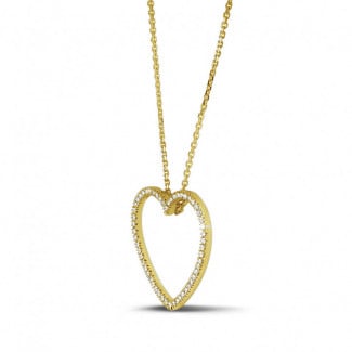 Collane - Pendente a forma di cuore con diamante da 0,75 carati in oro giallo