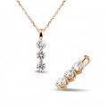 Pendente trilogy con diamanti da 0,75 carati in oro rosso