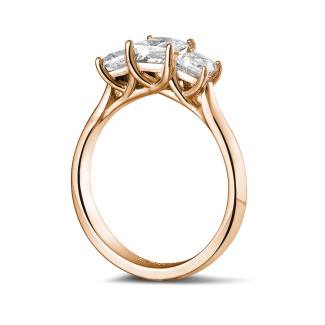 Anelli - Anello trilogy da 1,05 carati in oro rosso con diamanti princess
