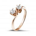 Anello Toi et Moi con diamante da 0,50 carati in oro rosso