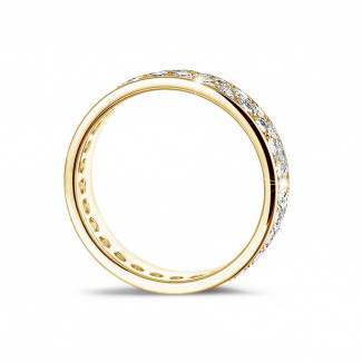 Matrimonio - Anello eternity da 1,15 carati (set completo) in oro giallo con due file di diamanti rotondi