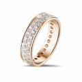 Anello eternity da 1,15 carati (set completo) in oro rosso con due file di diamanti rotondi