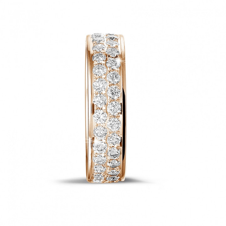 Anello eternity da 1,15 carati (set completo) in oro rosso con due file di diamanti rotondi