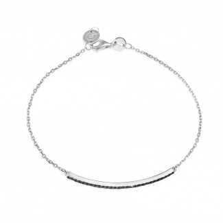 Bracciale da donna - Bracciale raffinato da 0,25 carati in oro bianco con diamanti neri