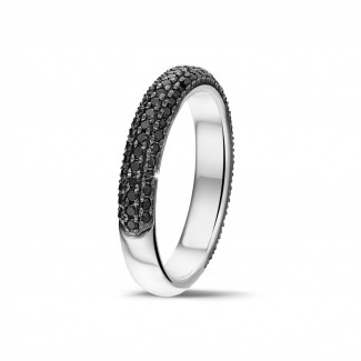 Fedi nuziali da donna - Anello eternity da 0,65 carati (mezzo giro) in oro bianco con diamanti neri