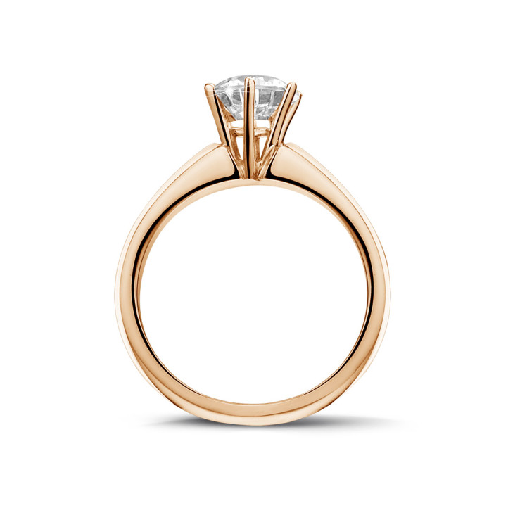 Anello solitario con diamante da 1,25 carati in oro rosso con sei griffe