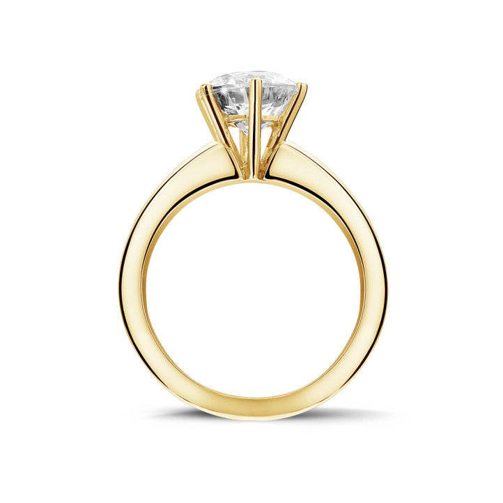 Anello solitario con diamante da 2,00 carati in oro giallo con sei griffe