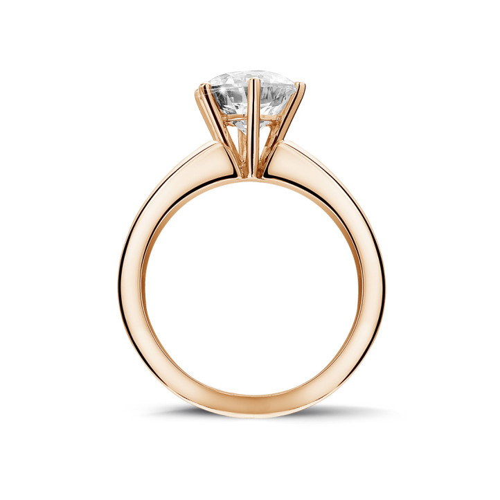 Anello solitario con diamante da 2,00 carati in oro rosso con sei griffe