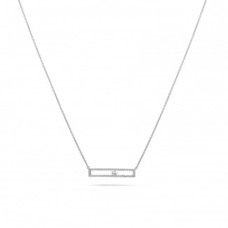 Collana da 0,30 carati in oro bianco con diamante rotondo fluttuante