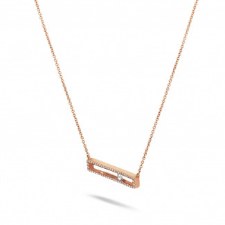 Collane con diamanti - Collana da 0,30 carati in oro rosso con diamante rotondo fluttuante