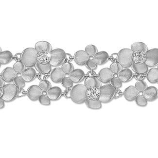 Bracciale da donna - Bracciale floreale con diamanti da 0,75 carati in oro bianco