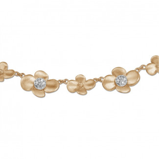 Collane con diamanti - Vendita esclusiva BAUNAT (senza diritto di restituzione entro 30 giorni) - Collana floreale con diamante da 0,45 carati in oro rosso