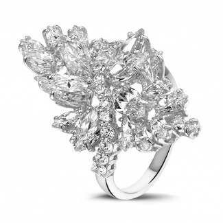 Anelli - Anello da 6,00 carati in oro bianco con diamanti marquise e rotondi