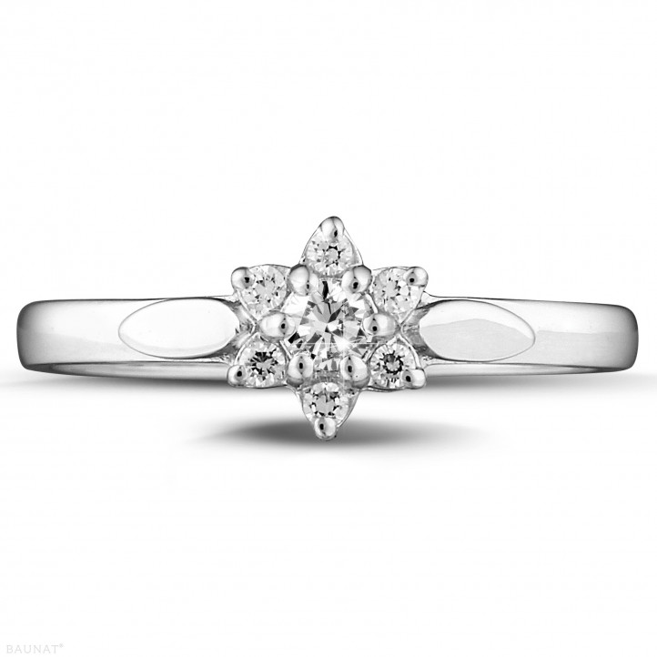 Anello con diamante da 0,15 carati in oro bianco