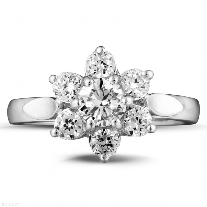 Anello con diamante da 1,15 carati in oro bianco