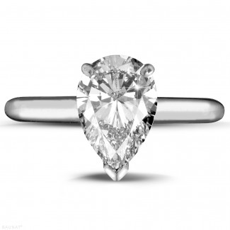 Fidanzamento - Anello solitario da 2,00 carati in oro bianco con diamante a forma di pera