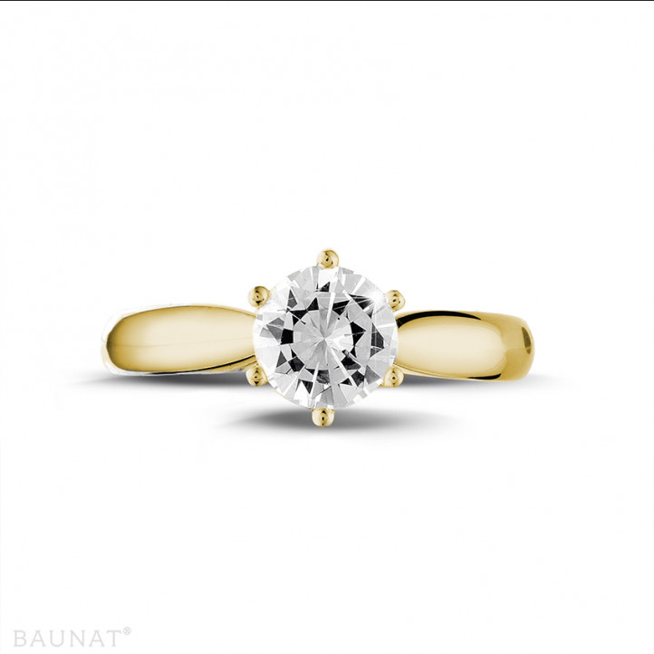 Anello solitario con diamante da 1,00 carati in oro giallo