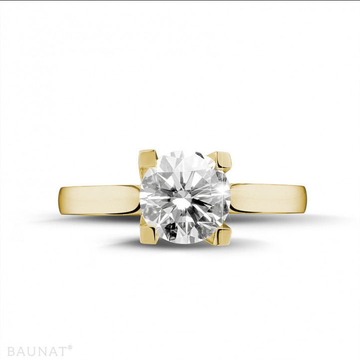 Anello solitario con diamante da 2,00 carati in oro giallo
