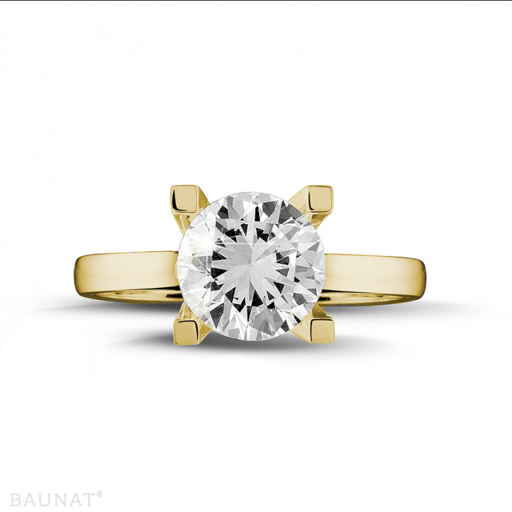 Anello solitario con diamante da 2,50 carati in oro giallo