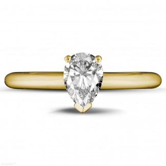Fidanzamento - Anello solitario da 1,00 carati in oro giallo con diamante a forma di pera