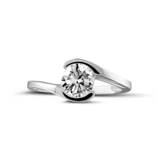 Anello solitario - Anello solitario con diamante da 1,00 carati in oro bianco