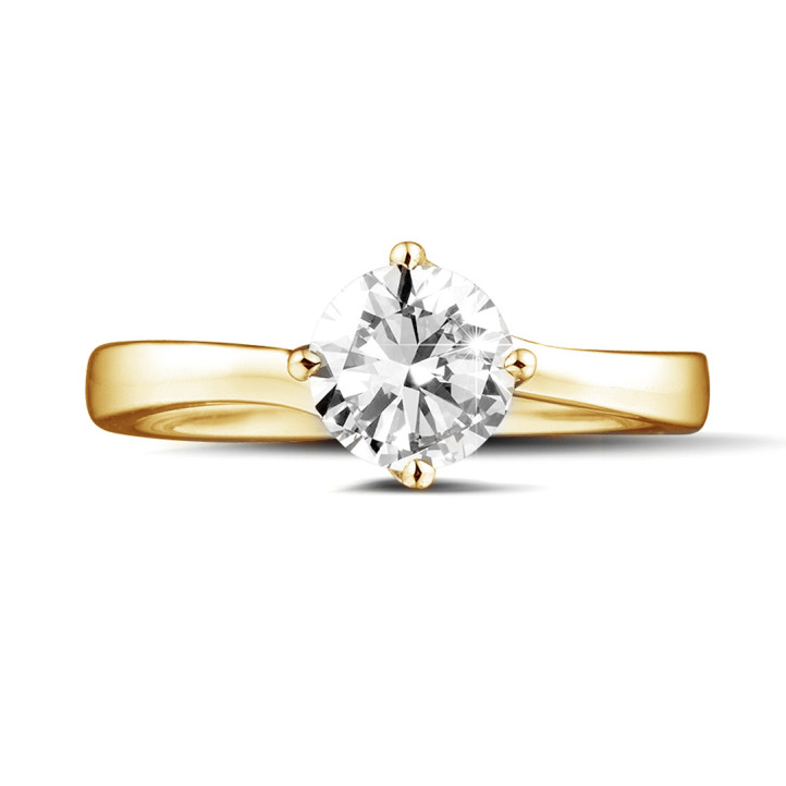 Anello solitario con diamante da 1,00 carati in oro giallo