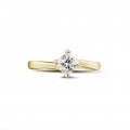 Anello solitario da 0,70 carati in oro giallo con diamante princess