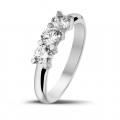 0.75 carat trilogy ring in platinum with round diamonds