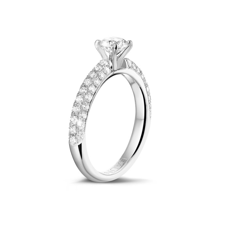 0.50캐럿 솔리테어 링(하프 세팅), 플래티넘, 사이드 다이아몬드 세팅