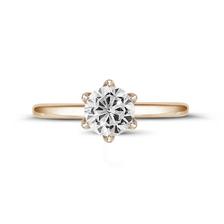 0.90캐럿 솔리테어 링, 레드 골드, 라운드 다이아몬드 세팅