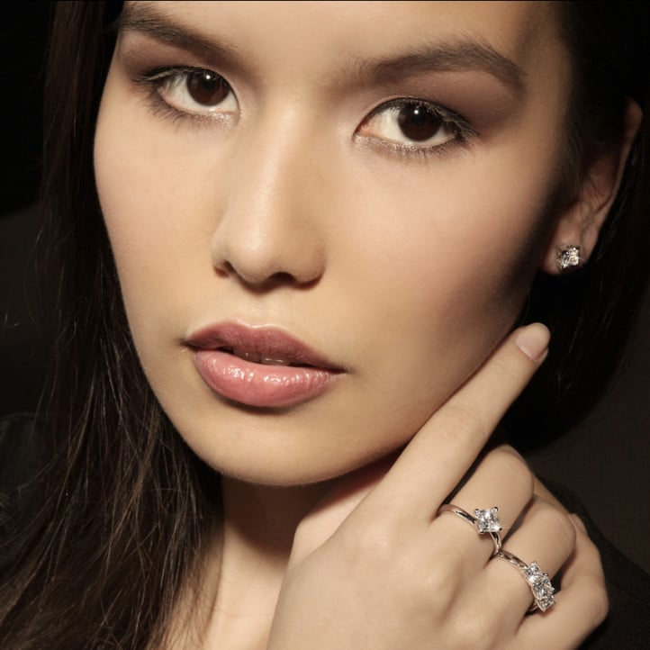 2.50캐럿 솔리테어 링, 레드 골드, 프린세스 다이아몬드 세팅