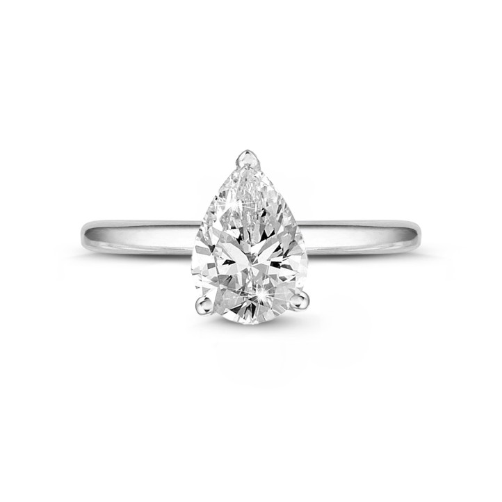 1.20캐럿 페어 다이아몬드가 세팅된 화이트 골드 솔리테어 링