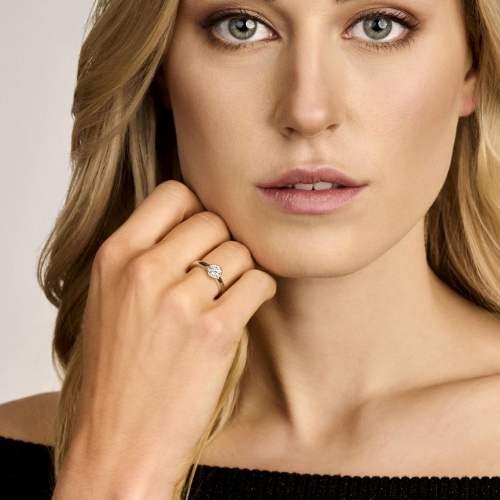 1.00캐럿 솔리테어 링, 옐로우 골드, 라운드 다이아몬드 세팅