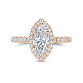 1.50캐럿 페어 다이아몬드가 세팅된 레드 골드 50캐럿 헤일로 링
