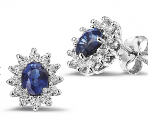 Entourage earrings white gold with oval sapphire BAUNAT